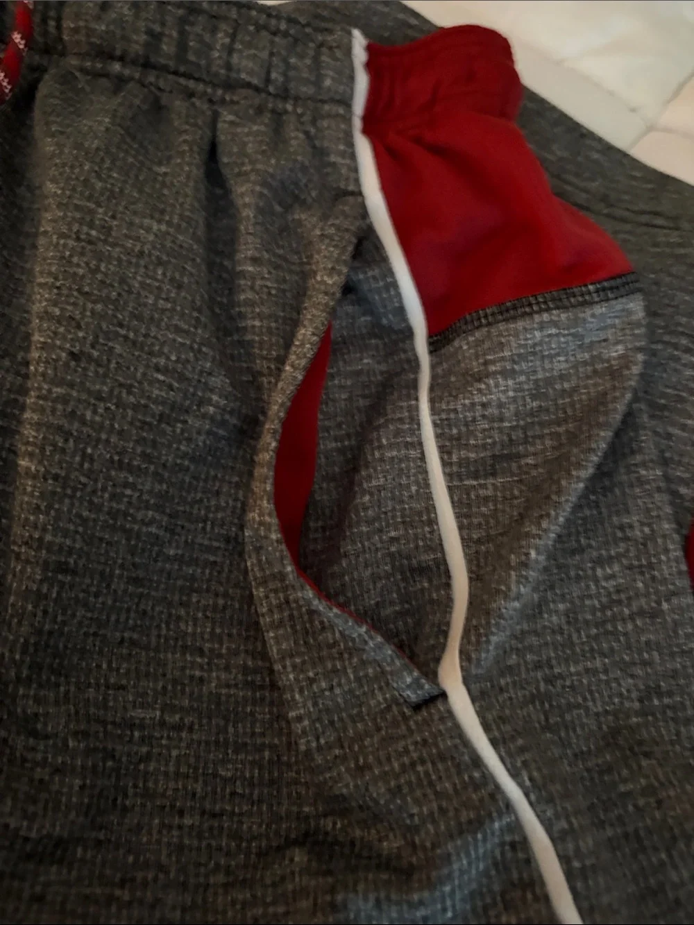 Nike Men’s Athletic Shorts Gray and Red OU Logo- University of Oklahoma